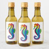 虹の多角形の木馬 ワインラベル (ボトル)