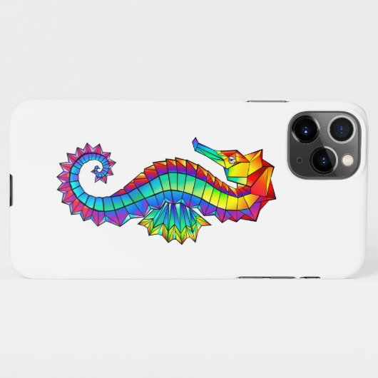 虹の多角形の木馬 iPhoneケース (裏面横)