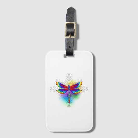 虹の多角形トンボ ラゲッジタグ (正面縦)