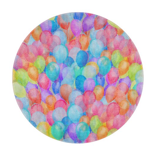 虹の夢：水彩バルーンアート カッティングボード (正面)