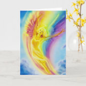 虹の天使の挨拶状 カード (黄色い花)