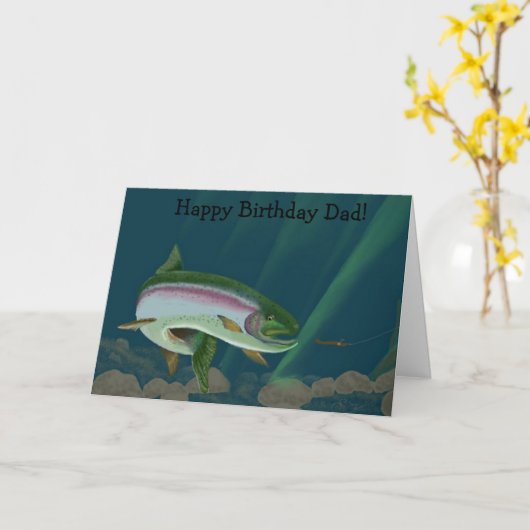 虹の天国のハッピーバースデーのパパ カード (黄色い花)