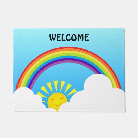 虹の太陽および雲 ドアマット (正面)