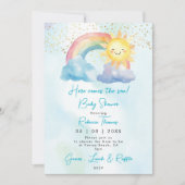 虹の太陽の男の子の赤ちゃんシャワー招待 招待状 (正面)