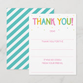 虹の女の子の塗りつぶし式サンキューカード 車 ノートカード (正面/裏面)