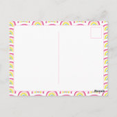 虹の女の子の1歳の誕生日パーティー招待状 ポストカード (裏面)