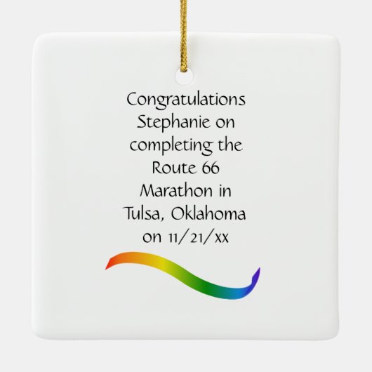 虹の女性のマラソン選手のオーナメント セラミックオーナメント (裏面)