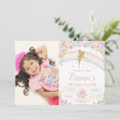 虹の妖精の誕生日パーティーの写真 招待状 (スタンド正面)
