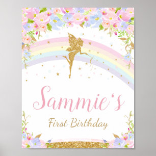 虹の妖精の誕生日パーティー歓迎サインポスター ポスター
