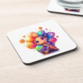 虹の妖精コースター – かわいいやる気を起こさせるアート コースター (左側)