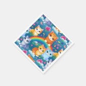 虹の姿を描く猫たちカラフル スタンダードカクテルナプキン (角)