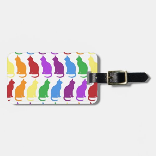 虹の子ネコの上品なデザイナー ラゲッジタグ (正面横)