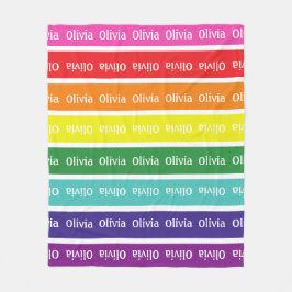 『虹の子パーソナライズされた供の名前』 フリースブランケット