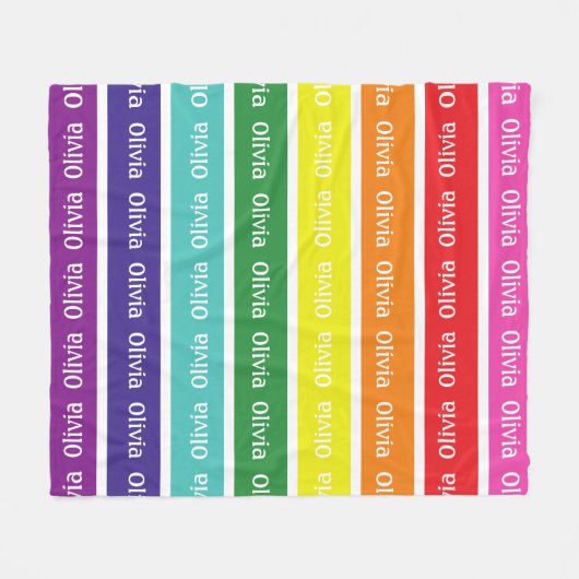 『虹の子パーソナライズされた供の名前』 フリースブランケット (正面(横))