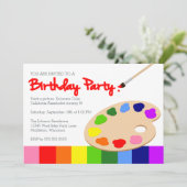 虹の子供の絵画のパーティーの誕生日 招待状 (スタンド正面)