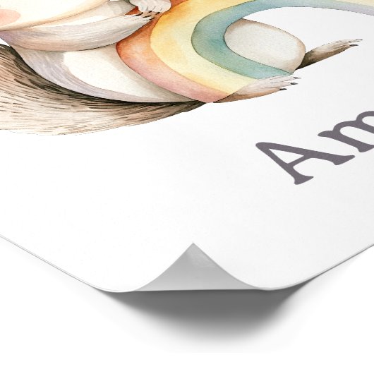 虹の子供部屋を持ったかわいいリスモダンル ポスター (角)