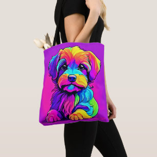 虹の子犬のアートワーク トートバッグ