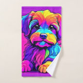 虹の子犬のアートワーク バスタオルセット (ハンドタオル)