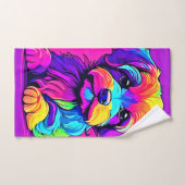 虹の子犬のアートワーク バスタオルセット (ハンドタオル)