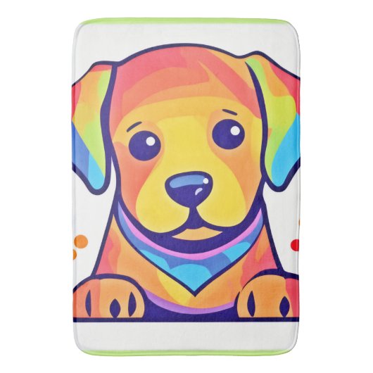 虹の子犬の愛 バスマット (正面縦)