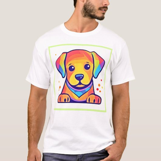 虹の子犬の愛 Tシャツ (正面)