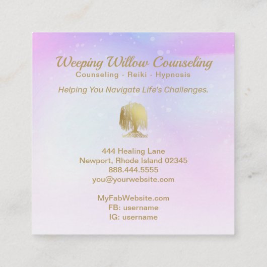 *~*虹の宇宙線木の月の金ゴールド スクエア名刺 (裏面)