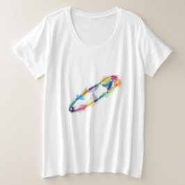 虹の安全ピンプラスサイズTシャツ プラスサイズTシャツ