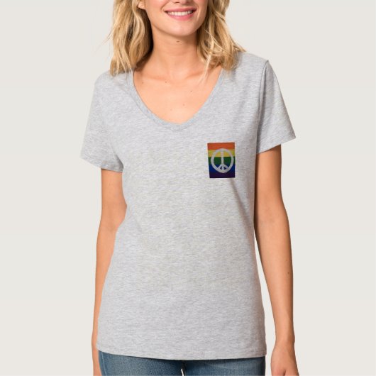 虹の平和のサイン Tシャツ (正面)