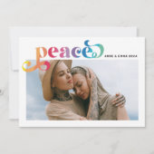 虹の平和 カラフルなホリデー フォトカード シーズンカード (正面)