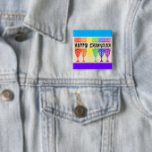 虹の幸せなハヌカー（ユダヤ教の祭り）ボタン 缶バッジ (インサイチュ)