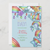 虹の幸せな日の誕生日パーティー 招待状 (正面)