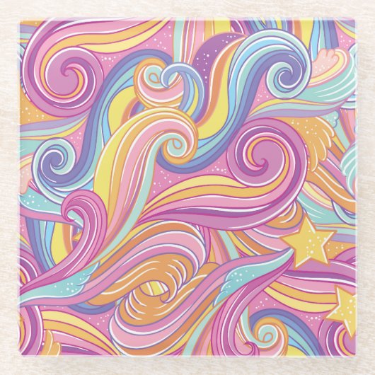 虹の彗星：魔法の夢の空。 ガラスコースター (正面)