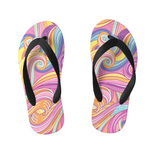 虹の彗星：魔法の夢の空。 キッズビーチサンダル (フットベッド)