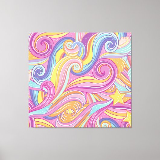 虹の彗星：魔法の夢の空。 キャンバスプリント (正面)