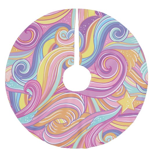 虹の彗星:魔法の夢の空。 ブラッシュドポリエステルツリースカート (正面)