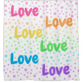 虹の愛と愛とドットのシャワーカーテン シャワーカーテン (正面)