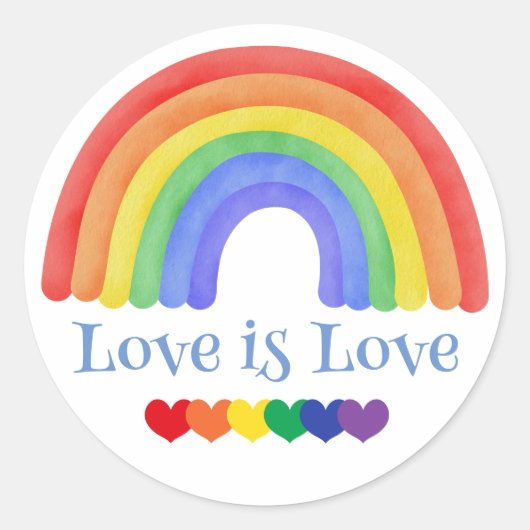 虹の愛は愛カラフル ラウンドシール (正面)