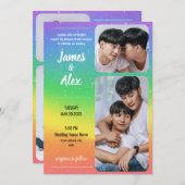 虹の愛 - ゲイ ウェディング フォト 招待状 (正面/裏面)