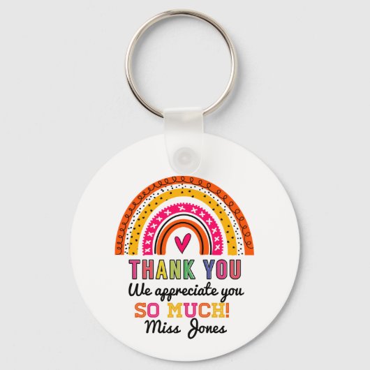 虹の感謝の教師へのプレゼント キーリング (正面)