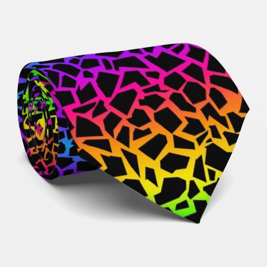 虹の抽象的なアニマルプリントのタイ ネクタイ (ロール)