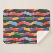 虹の抽象芸術ジグザグ模様、手提げ シェルパブランケット (正面(横))