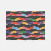 虹の抽象芸術ジグザグ模様、手提げ フリースブランケット (正面(横))