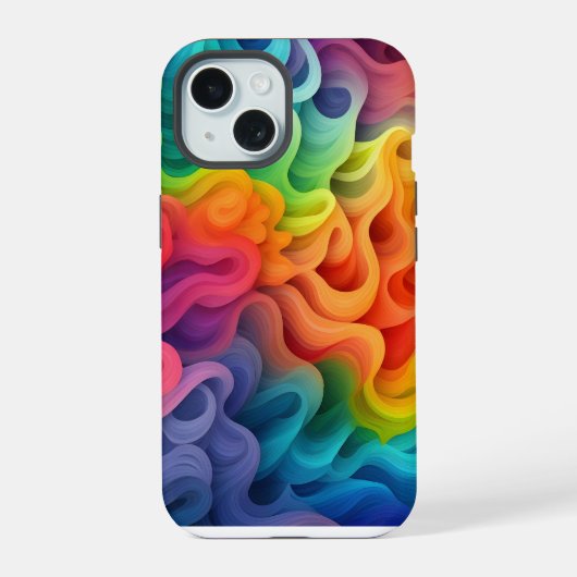 虹の抽象芸術波 iPhone 15ケース (裏面)