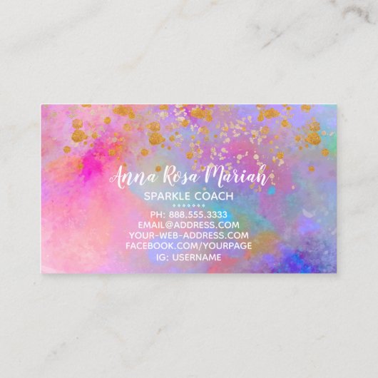 *～*虹の抽象芸術金ゴールド輝きグリッター 名刺 (裏面)