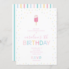虹の散水付きポプシクル誕生日パーティー 招待状