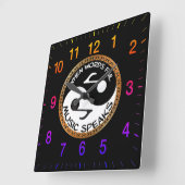 虹の数字を持つ音楽の単語を持つ陰陽 スクエア壁時計 (傾斜)