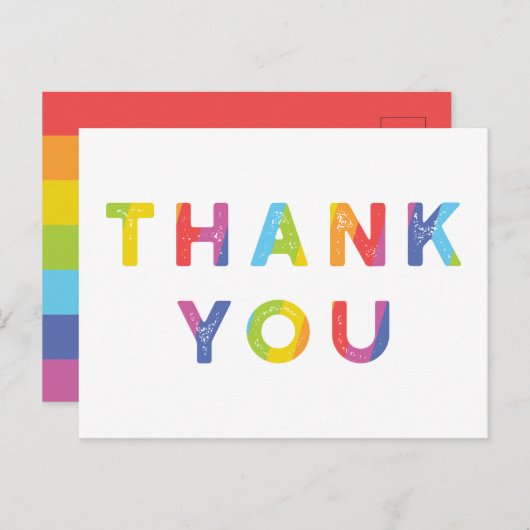 虹の文字と虹のストライプありがとう シーズンポストカード (正面/裏面)