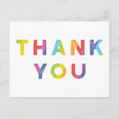 虹の文字と虹のストライプありがとう シーズンポストカード (正面)