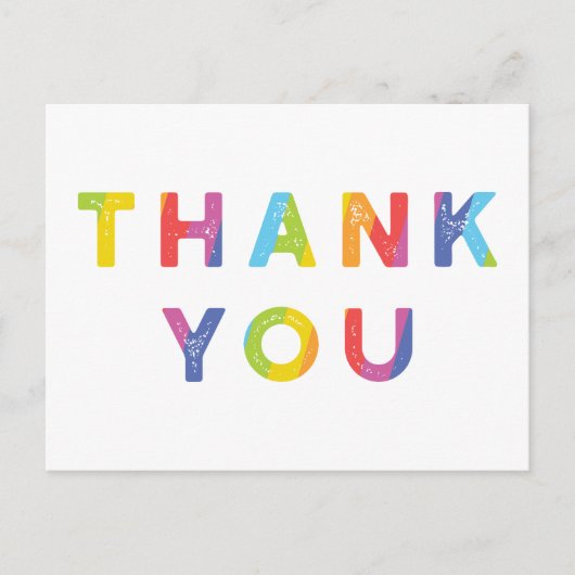 虹の文字と虹のストライプありがとう シーズンポストカード (正面)