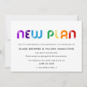 虹の新しい計画延期結婚式カード 招待状 (正面)